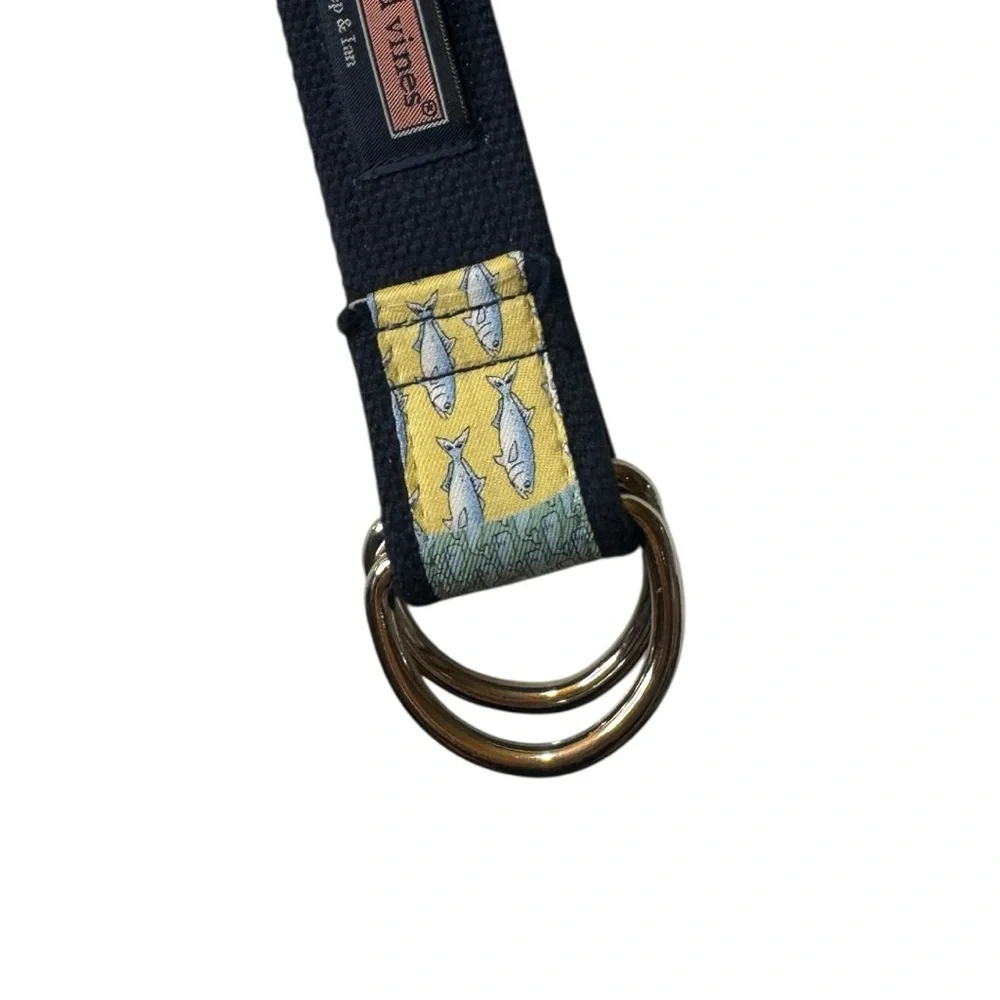 Vineyard Vines Kids‎ patchwork belt; navy canvas double loop buckle, size: XS